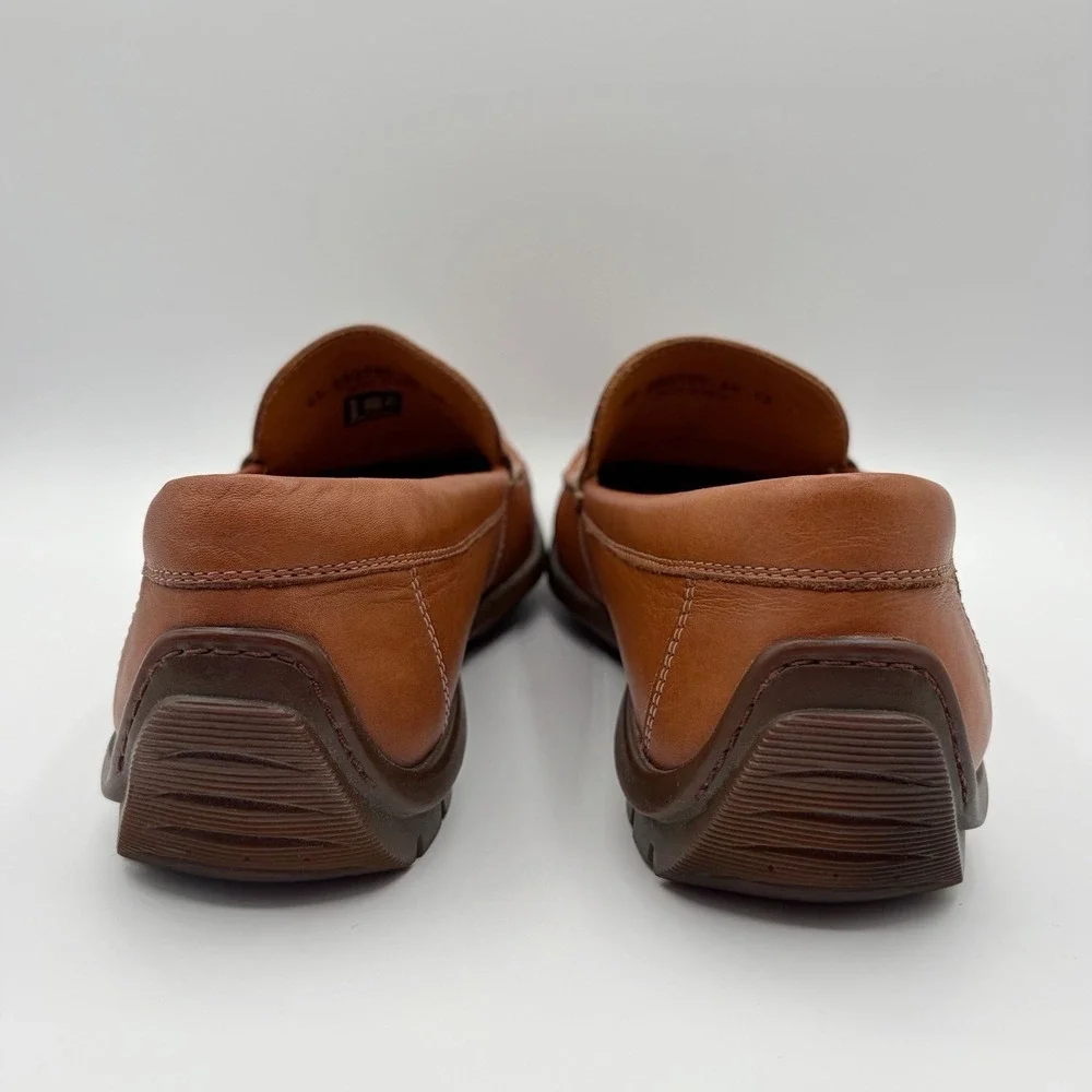 ECCO Classic Moc Driving Loafer Mens 44 Vegtable Tanned Leather Boat Shoe Cognac